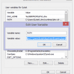 Environment Variables Window