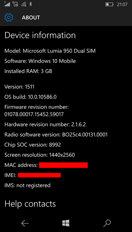 lumia 950 version