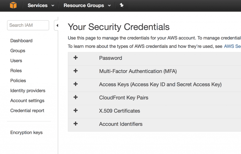 AWS - Security credentials