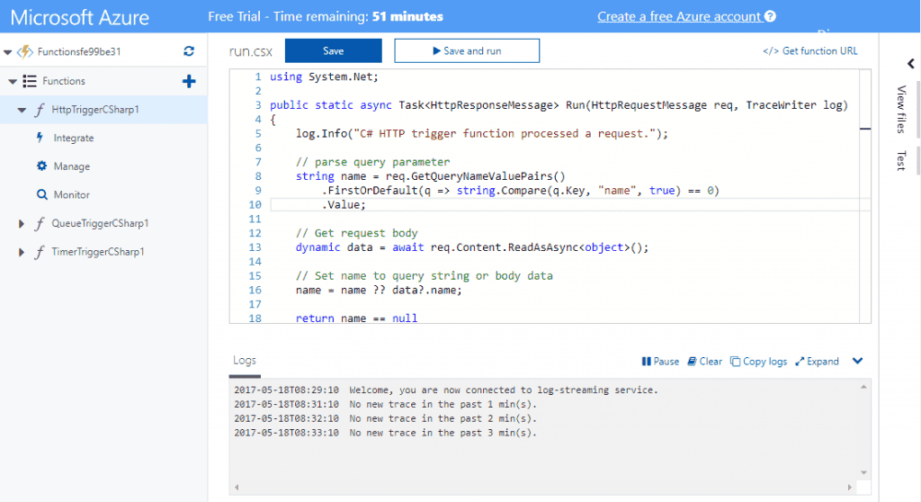 Azure Functions - Edytor Monaco jako edytor funkcji